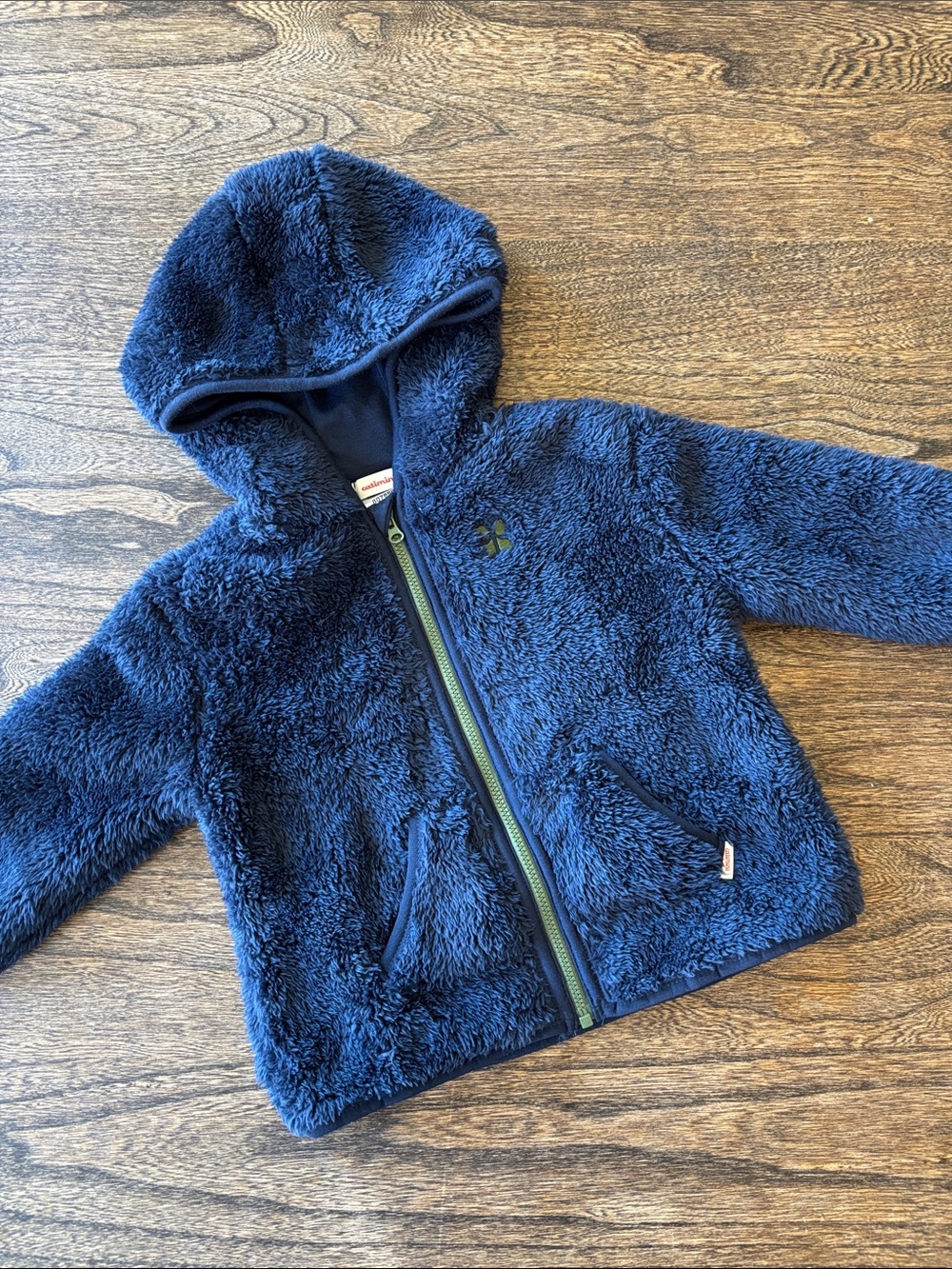 Catimini Navy Blue Fuzzy Hooded Kids Jacket